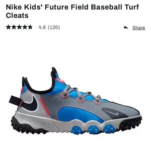 Nike Kids' Future Field Baseball Turf Cleats. Size 4.5 kids.